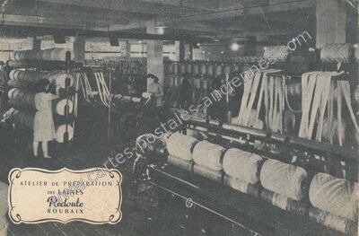Carte postale ancienne Atelier de préparation des laines — Roubaix (Nord)
