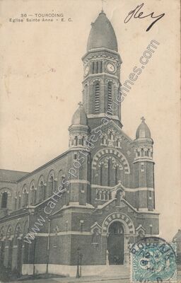 Carte postale ancienne Eglise Sainte-Anne — Tourcoing (Nord)
