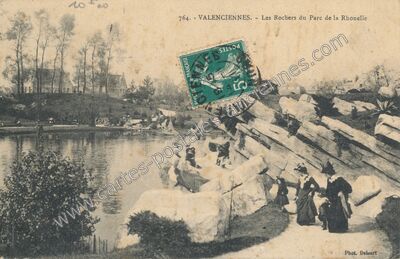 Carte postale ancienne Les Rochers du Parc de la Rhonelle — Valenciennes (Nord)