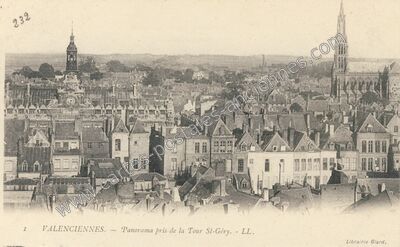 Carte postale ancienne Panorama pris de la Tour St-Géry — Valenciennes (Nord)