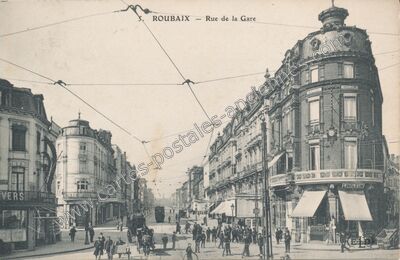 Carte postale ancienne Rue de la Gare — Roubaix (Nord)