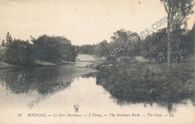 Carte postale ancienne Le Parc Barbieux. — L'Étang. — The Barbieux Park. — The Pond — Roubaix (Nord)