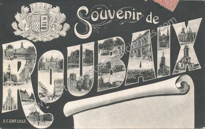 Carte postale ancienne Souvenir — Roubaix (Nord)