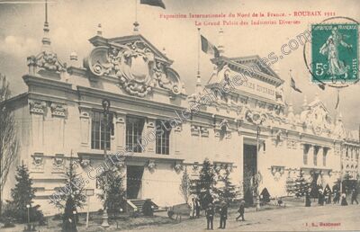 Carte postale ancienne Le Grand Palais des Industries Diverses — Roubaix (Nord)