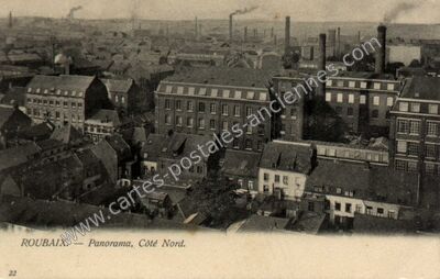 Carte postale ancienne Panorama, Côté Nord — Roubaix (Nord)