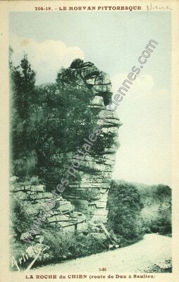 Carte postale ancienne La Roche du Chien — Dun-les-Places (Nièvre)