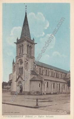 Carte postale ancienne Eglise St-Louis — Fourchambault (Nièvre)