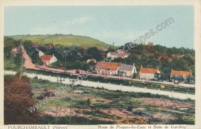Carte postale ancienne Route de Pougues-les-Eaux et Butte de Garchizy — Fourchambault (Nièvre)