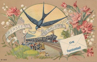 Carte postale ancienne Pensées et Amitiés — Fourchambault (Nièvre)