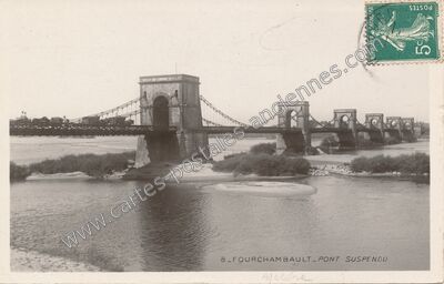 Carte postale ancienne Pont suspendu — Fourchambault (Nièvre)