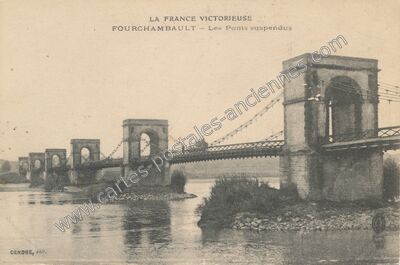 Carte postale ancienne Les Ponts suspendus — Fourchambault (Nièvre)
