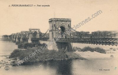 Carte postale ancienne Pont suspendu — Fourchambault (Nièvre)
