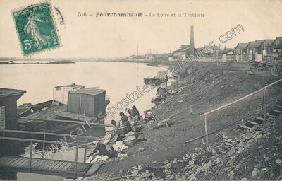 Carte postale ancienne La Loire et la Tréfilerie — Fourchambault (Nièvre)