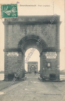 Carte postale ancienne Pont suspendu — Fourchambault (Nièvre)