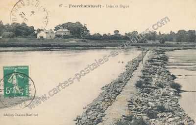Carte postale ancienne Loire et Digue — Fourchambault (Nièvre)