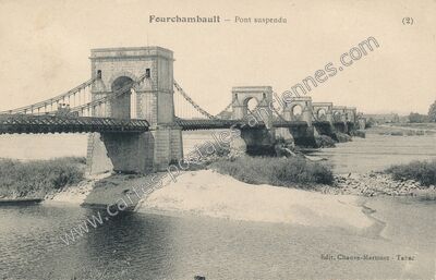 Carte postale ancienne Pont suspendu — Fourchambault (Nièvre)