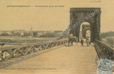 Carte postale ancienne Panorama pris du Pont — Fourchambault (Nièvre)