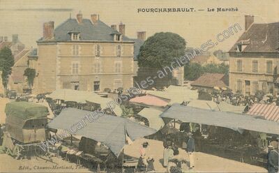 Carte postale ancienne Le Marché — Fourchambault (Nièvre)