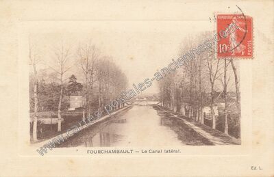 Carte postale ancienne Le Canal latéral — Fourchambault (Nièvre)