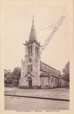 Carte postale ancienne Église St-Louis — Fourchambault (Nièvre)