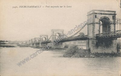 Carte postale ancienne Pont suspendu sur la Loire — Fourchambault (Nièvre)