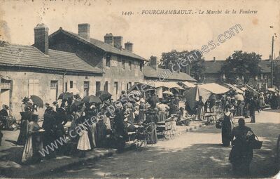 Carte postale ancienne Le Marché de la Fonderie — Fourchambault (Nièvre)