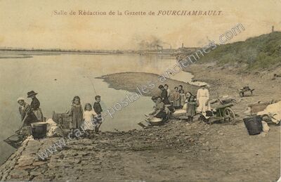 Carte postale ancienne Salle de Rédaction de la Gazette — Fourchambault (Nièvre)
