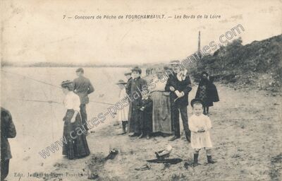 Carte postale ancienne Concours de Pêche — Les Bords de la Loire — Fourchambault (Nièvre)