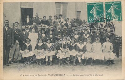 Carte postale ancienne Concours de Pêche — Le Gardon rouge après le Barquet — Fourchambault (Nièvre)