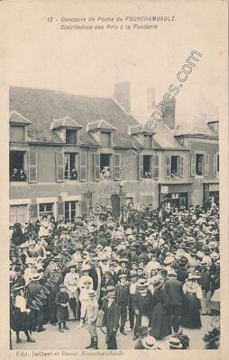 Carte postale ancienne Concours de Pêche, Distribution des Prix à la Fonderie — Fourchambault (Nièvre)