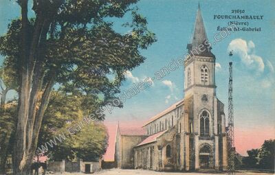Carte postale ancienne Église St-Gabriel — Fourchambault (Nièvre)