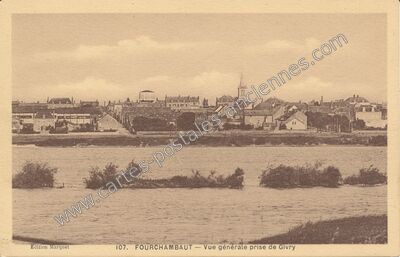 Carte postale ancienne Vue générale prise de Givry — Fourchambault (Nièvre)