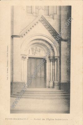 Carte postale ancienne Portail de l'Église Saint-Louis — Fourchambault (Nièvre)