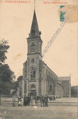 Carte postale ancienne Église Saint-Gabriel — Fourchambault (Nièvre)