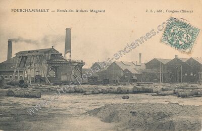 Carte postale ancienne Entrée des Ateliers Magnard — Fourchambault (Nièvre)
