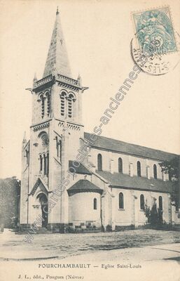 Carte postale ancienne Eglise Saint-Louis — Fourchambault (Nièvre)