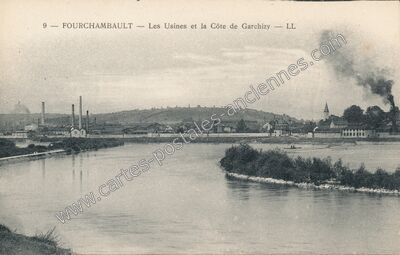 Carte postale ancienne Les Usines et la Côte de Garchizy — Fourchambault (Nièvre)
