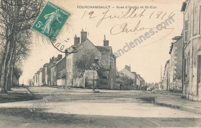 Carte postale ancienne Rues d'Imphy et St-Eloi — Fourchambault (Nièvre)