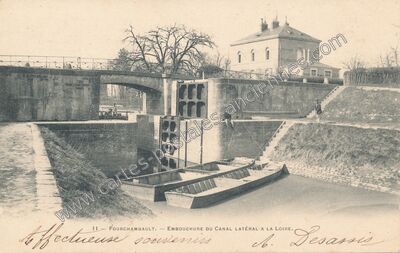 Carte postale ancienne Embouchure du Canal Latéral à la Loire — Fourchambault (Nièvre)