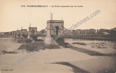 Carte postale ancienne La Pont suspendu sur la Loire — Fourchambault (Nièvre)