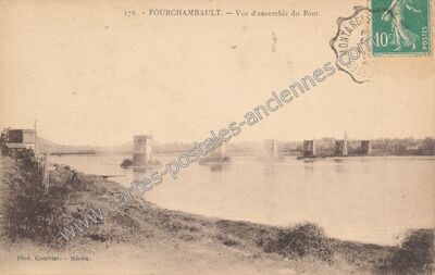 Carte postale ancienne Vue d'ensemble du Pont — Fourchambault (Nièvre)