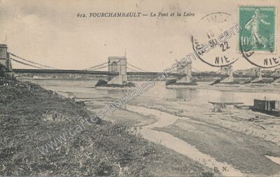 Carte postale ancienne Le Pont et la Loire — Fourchambault (Nièvre)