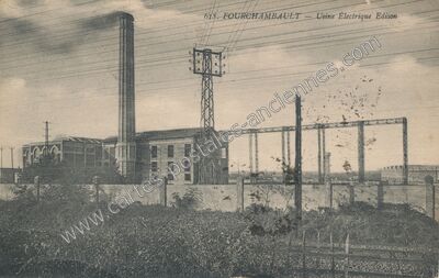 Carte postale ancienne Usine Électrique Edison — Fourchambault (Nièvre)