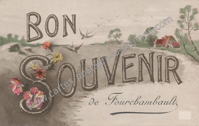 Carte postale ancienne Bon souvenir — Fourchambault (Nièvre)