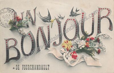 Carte postale ancienne BONJOUR — Fourchambault (Nièvre)