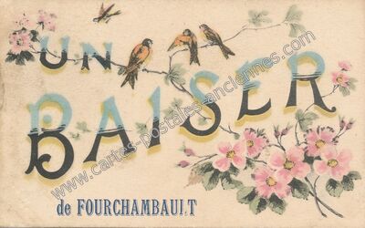 Carte postale ancienne Un baiser — Fourchambault (Nièvre)