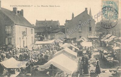 Carte postale ancienne Le Marché Saint-Louis — Fourchambault (Nièvre)