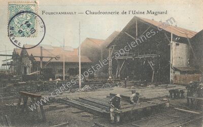 Carte postale ancienne Chaudronnerie de l'Usine Magnard — Fourchambault (Nièvre)