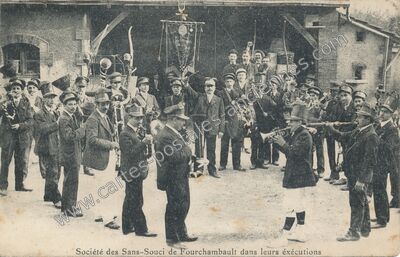 Carte postale ancienne Société des Sans-Souci dans leurs exécutions — Fourchambault (Nièvre)
