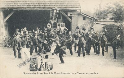Carte postale ancienne Société des Sans-Souci - « Chacun sa partie — Fourchambault (Nièvre)